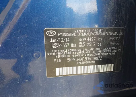 2015 Hyundai Sonata Limited из США, поврежденный, VIN 5NPE34AF3FH019872